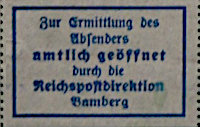 Verschlussmarke Reichspostdirektion Bamberg