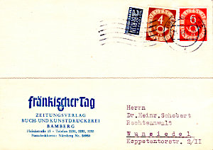 Fränkischer Tag Postkarte 1953