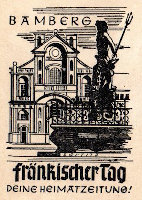 Zeitungs-Drucksache Gabelmann-Brunnen und Kirche St. Martin
