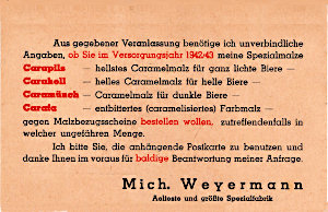 Weyermann Bestellkarte