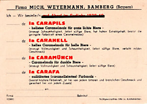 Weyermann Bestellkarte