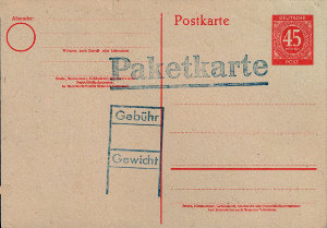 Postkarte P955 als Notpaketkarte