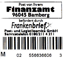 Label Frankenbrief für spezielle Großkunden