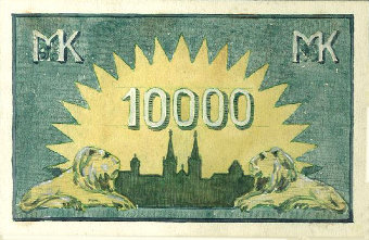 10 000 Mark Rückseite 1923 Entwurf 7