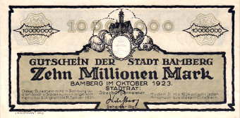 10 Millionen Mark Vorderseite 1923