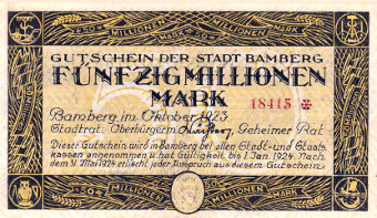 50 Millionen Mark Vorderseite 1923