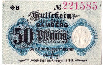 50 Pfennig Vorderseite 1919 mit *B