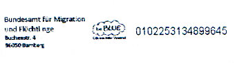 UPOC-Code numerisch und Absender