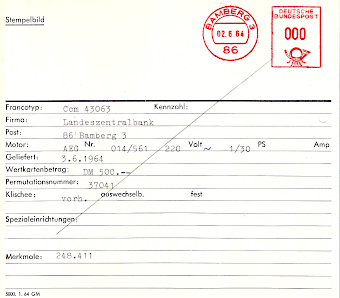 Landeszentralbank Maschinenkarte 1964