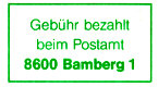 Postamt 1 Massendruck PLZ 8600