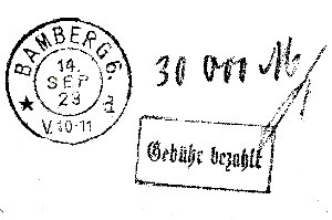 Rechteckstempel PA 6 vom 14.09.1923