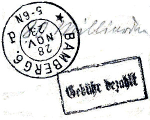 Rechteckstempel PA 6 vom 28.11.1923